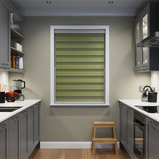 Рулонная штора День-Ночь зелёного цвета